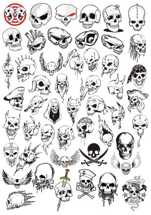 Collection of Various Skull Icon Vector Illustrations Free Vector