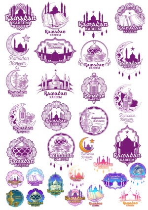 Ramadan Kareem Decorative Vector Icons Collection Free Vector