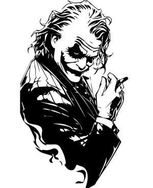 Black and White Joker Character Vector Illustration Free Vector
