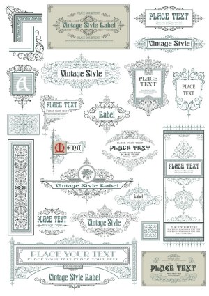 Vintage Style Decorative Borders, Frames, and Labels Set Free Vector