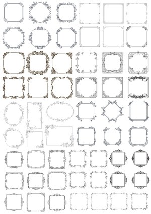 Ornate Vintage Decorative Square Frames Collection Free Vector