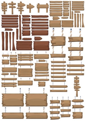 Variety of Wooden Signboard and Pointer Vector Set Free Vector