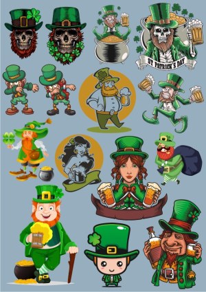 Saint Patrick's Day Leprechauns and Themed Icons Vector Set Free Vector