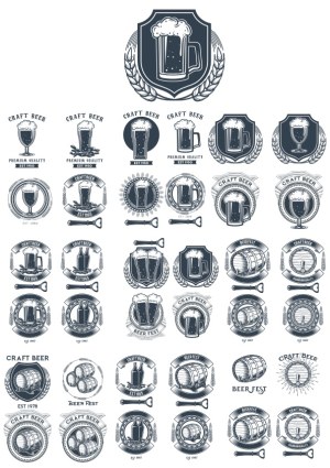 Craft Beer and Beer Festival Vintage Vector Labels and Badges Free Vector