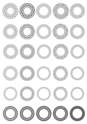 Set of Circular Celtic Knot Borders and Frames Free Vector