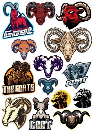 Set of Vector Ram and Mountain Goat Logos and Mascots Free Vector