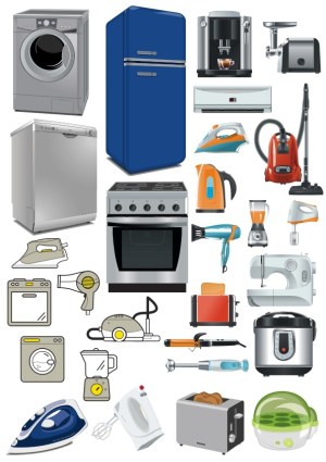Collection of Household Appliances Vector Set Free Vector