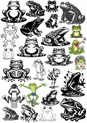 Collection of Frog and Toad Vector Illustrations Free Vector