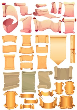 Collection of Vintage and Ancient Style Scrolls and Parchments Free Vector