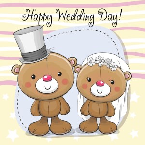 Cute Teddy Bear Bride and Groom Wedding Illustration Free Vector