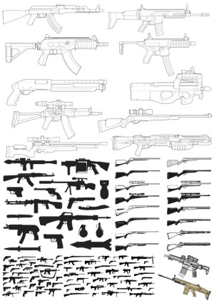 Vector Collection of Various Firearms and Weapons Free Vector