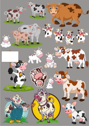Collection of Cartoon Cow Vector Illustrations Free Vector