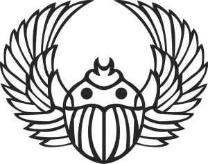 Vector Line Art of Winged Scarab Beetle Free Vector