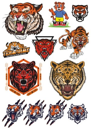 Collection of Fierce and Cartoon Tiger Vector Illustrations Free Vector