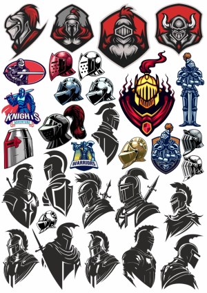 Collection of Knight Helmets and Armor Vector Illustrations Free Vector
