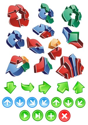 3D Arrows and Directional Icons Set Free Vector