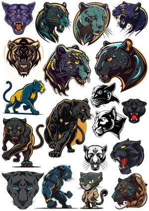 Collection of Panther and Black Panther Vector Illustrations Free Vector