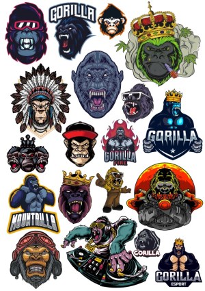 Gorilla Mascot and Logo Vector Collection Free Vector