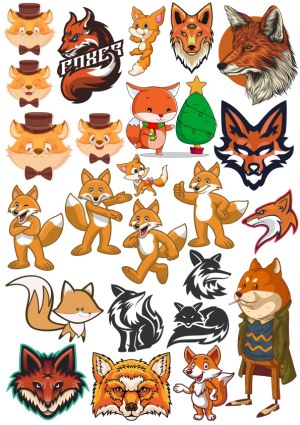 Collection of Cartoon and Stylized Fox Illustrations and Logos Free Vector