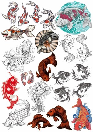 Collection of Koi Fish Vector Illustrations in Various Styles Free Vector