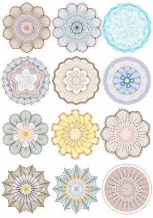 Collection of 12 Decorative Geometric Rosette Patterns Free Vector