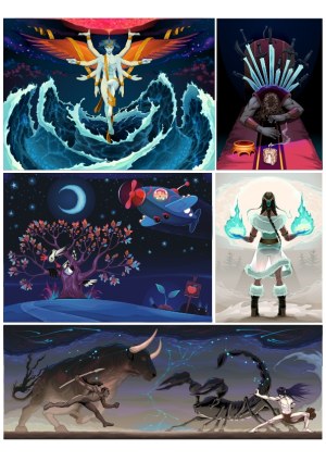 Fantasy and Mythical Scenes Vector Set Free Vector