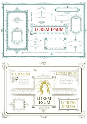 Ornate Vintage Frames and Decorative Border Elements Free Vector