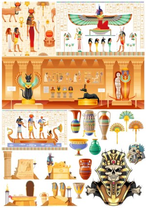 Detailed Ancient Egyptian Symbols and Artifacts Vector Collection Free Vector