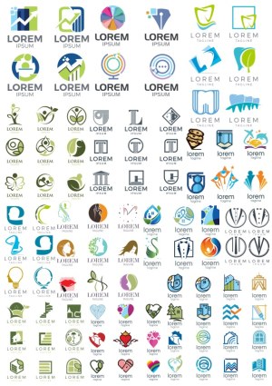 Collection of Diverse Business and Nature Logo Concepts Free Vector