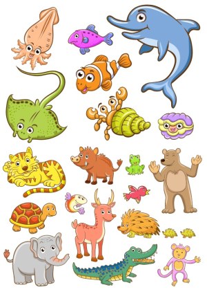 Cute Cartoon Animal Characters Set Free Vector