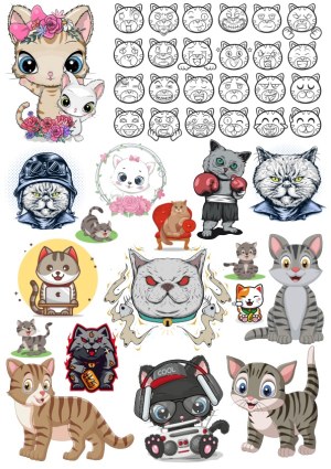 Cute and Cool Cat Illustrations and Emoticons Collection Free Vector