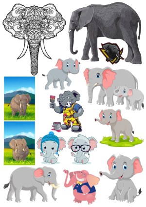 Collection of Various Elephant Vector Illustrations and Cartoons Free Vector
