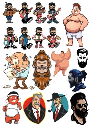 Collection of Diverse Male Character Vectors in Various Styles and Poses Free Vector