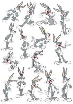 Cartoon Gray Bunny Character Various Poses Vector Set Free Vector