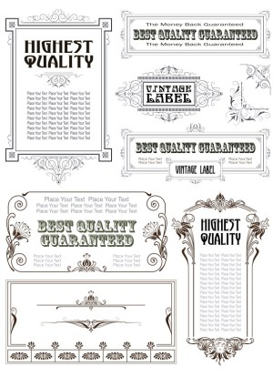 Vintage Decorative Labels and Quality Guarantee Frames Free Vector