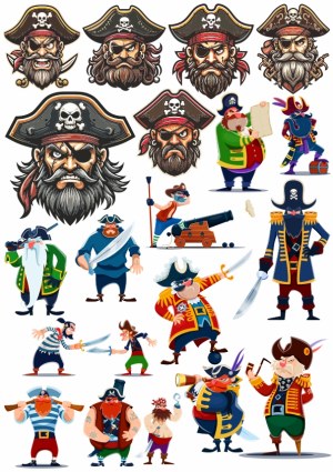 Pirate Characters and Head Icons Vector Collection Free Vector