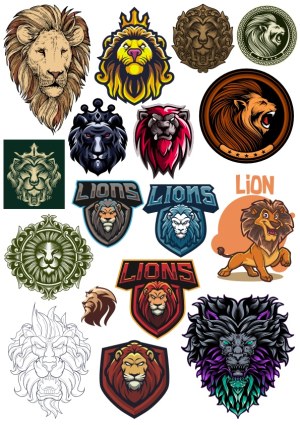 Collection of Lion Head Vector Logos and Illustrations Free Vector