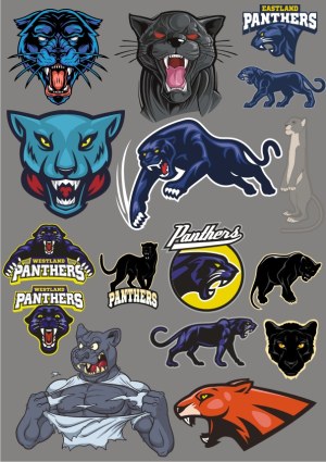 Collection of Panther Mascot and Sports Logos Vector Set Free Vector