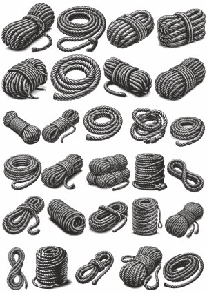 Set of Various Coiled Rope Illustrations Free Vector