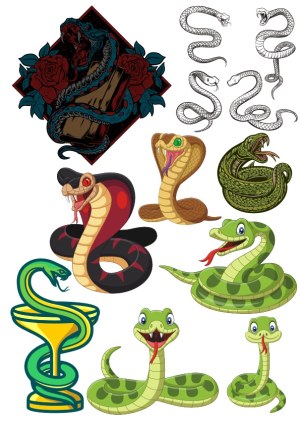Collection of Snake Vector Illustrations in Various Styles Free Vector