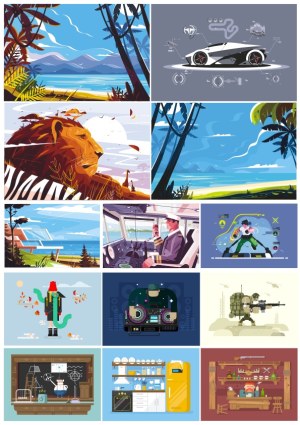 Diverse Thematic Vector Illustrations Collection Free Vector