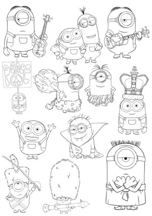 Black and White Minion Characters Vector Set Free Vector
