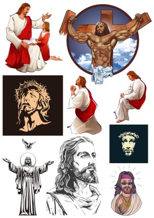Collection of Jesus Christ Vector Illustrations in Various Styles Free Vector