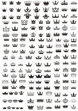 Collection of 100 Black Crown Icons in Various Styles Free Vector