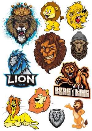 Collection of Various Lion Mascot and Cartoon Vector Designs Free Vector