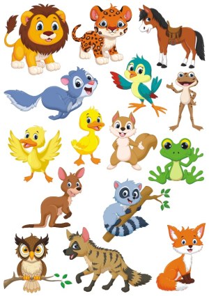Cute Cartoon Wild and Farm Animals Collection Free Vector