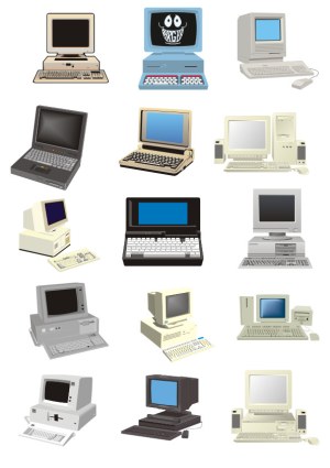 Collection of Retro Computer Vector Illustrations Free Vector