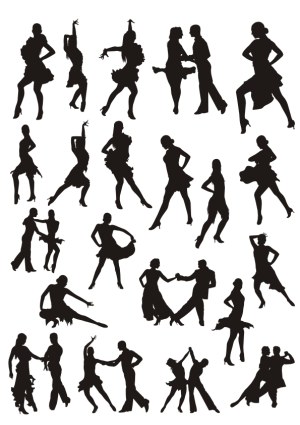 Silhouette Vector Set of Salsa and Ballroom Dance Poses Free Vector