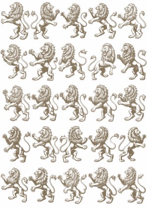Seamless Pattern of Heraldic Lions in Rampant Position Free Vector