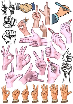 Collection of Hand Gesture Vector Illustrations Free Vector